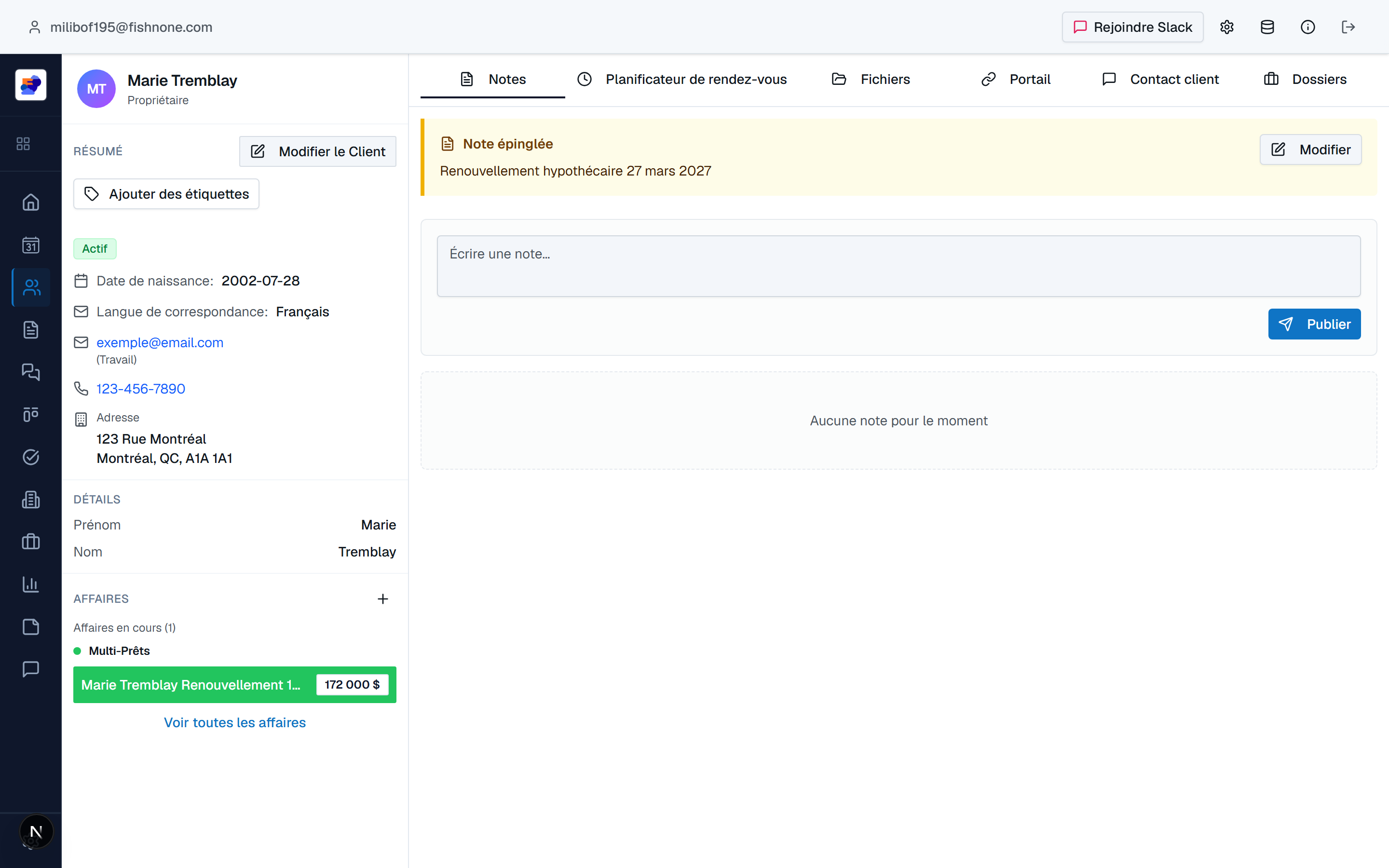 Fiche client